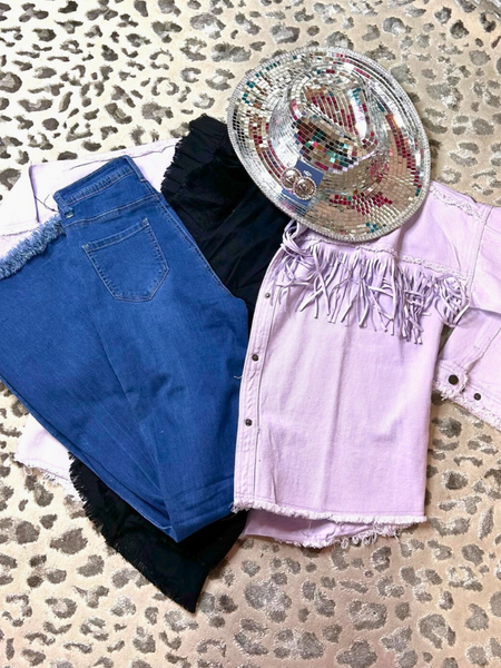 Lilac Fringe Shirt Jacket