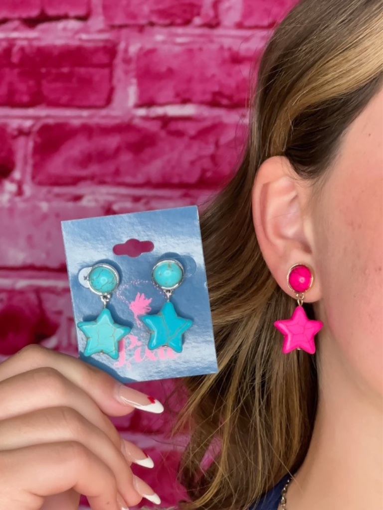 Stone Star Earrings - 2 Colors!