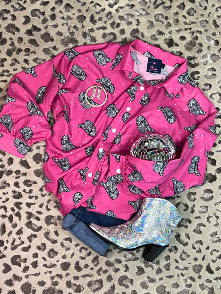 Disco Hat Button Up Top