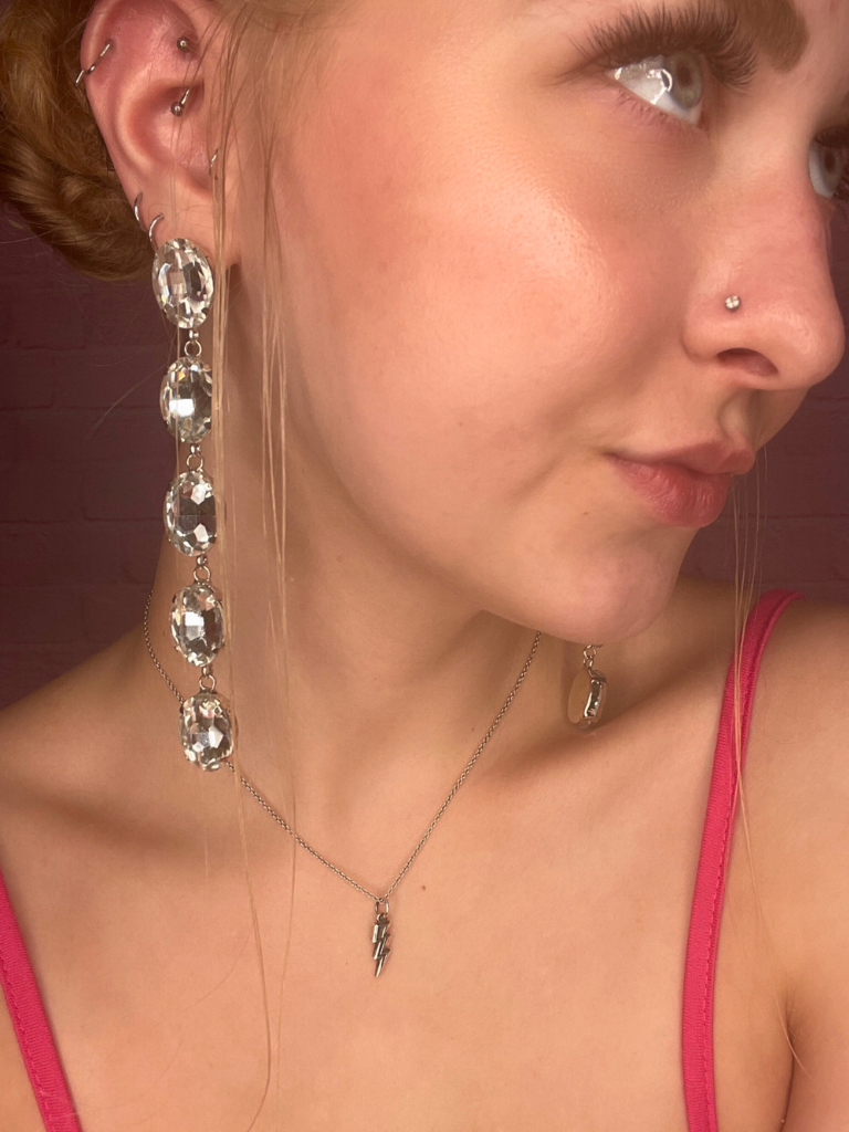 Oval Crystal Drop Earrings