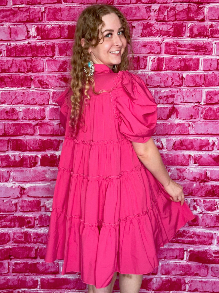 Hot pink hotsell tiered dress