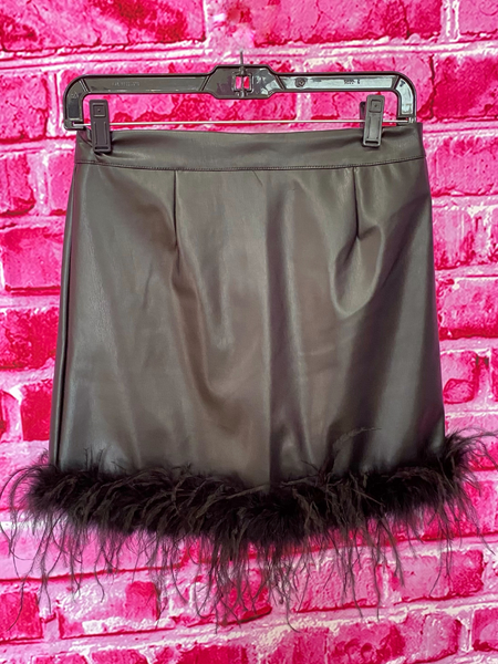 Vegan Leather & Feather Skirt - 2 Colors!
